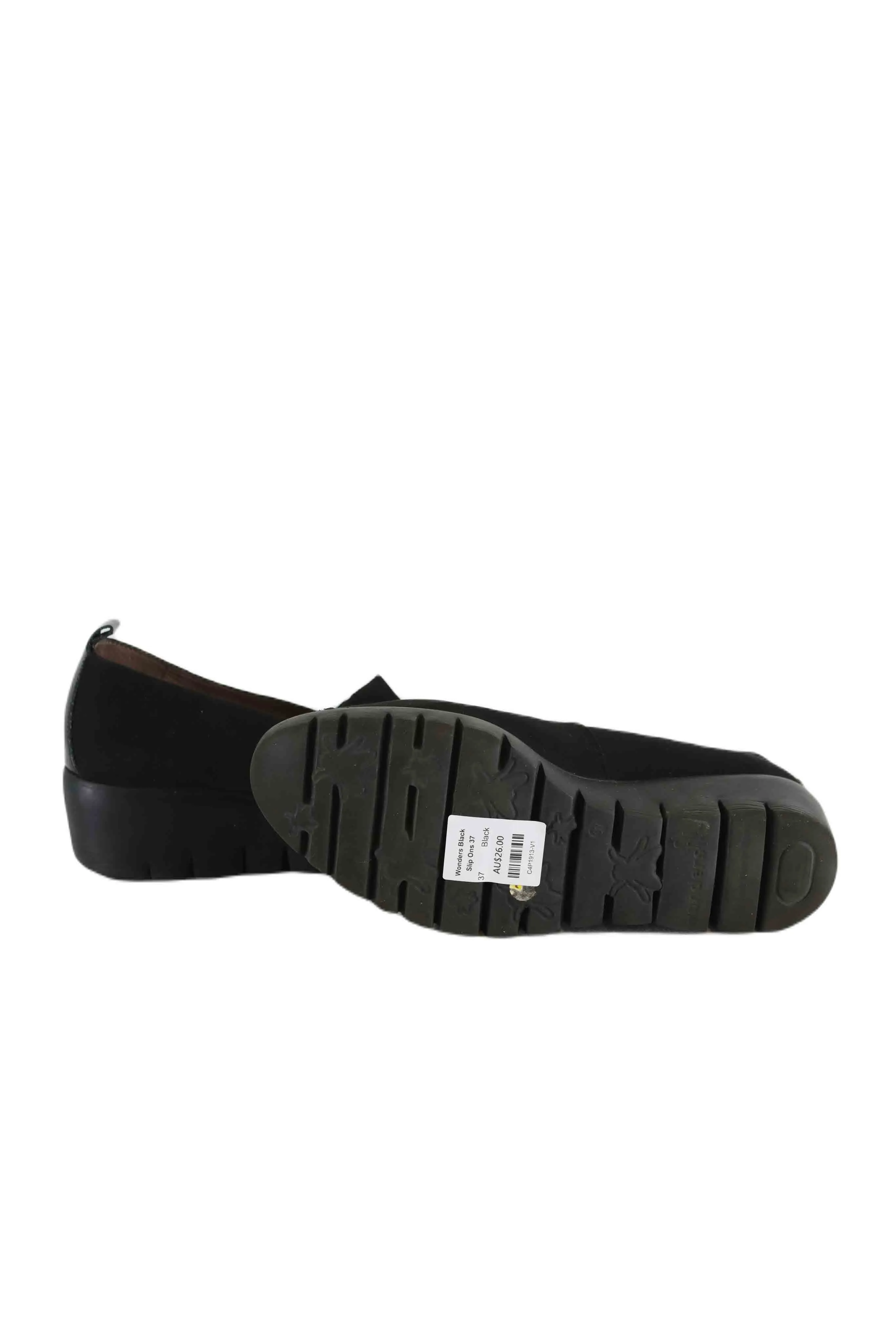 Wonders Black Slip Ons 37