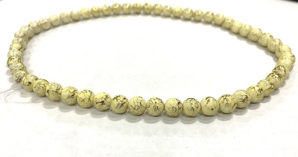 Yellow Designer Circular Plastic Beads (8 mm)