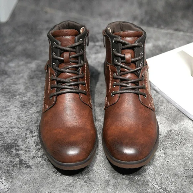 ZYYZYM Men Boots Leather Spring Autumn Vintage Style